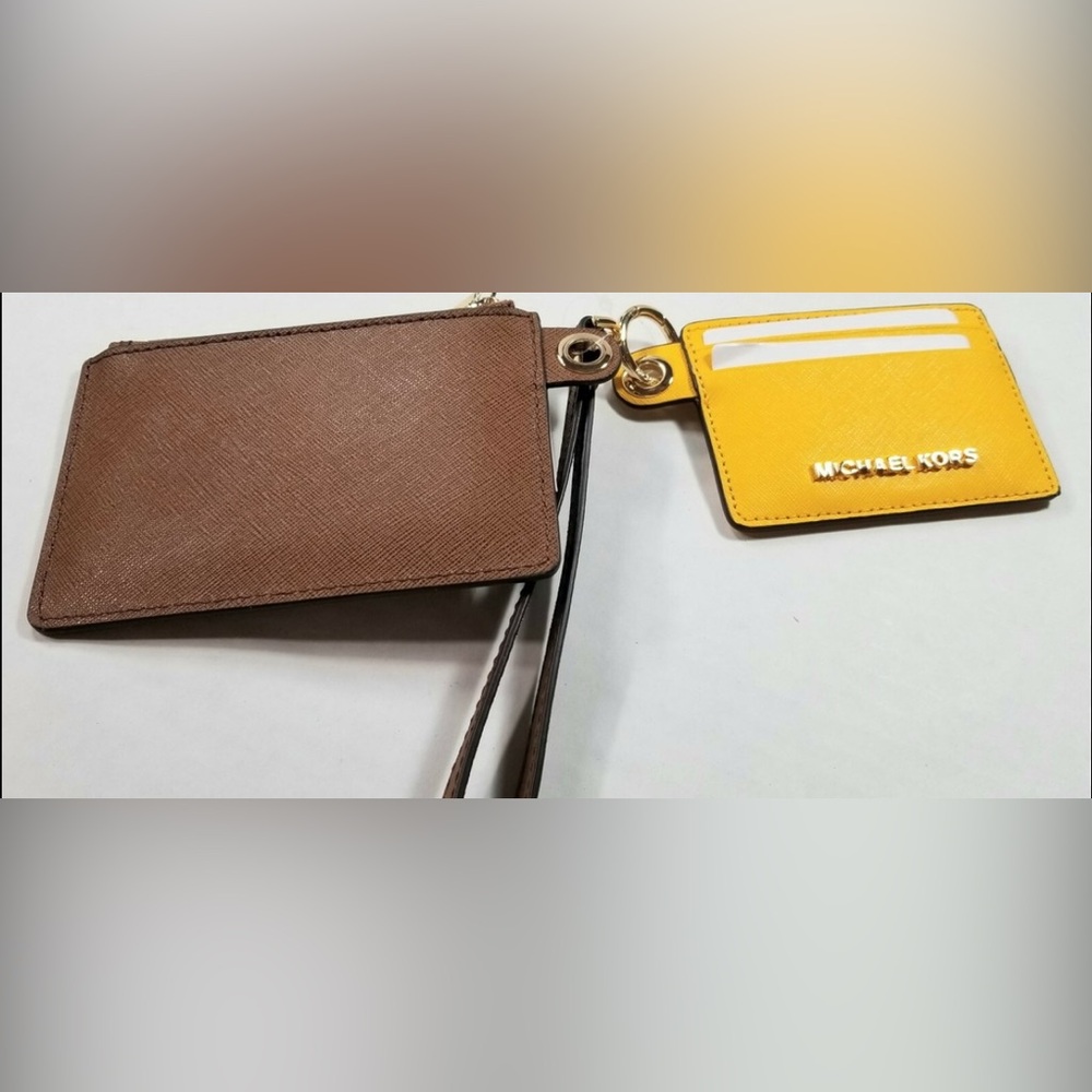 Michael Kors‎ Yellow and Brown Key Card Holders with Gold Accents